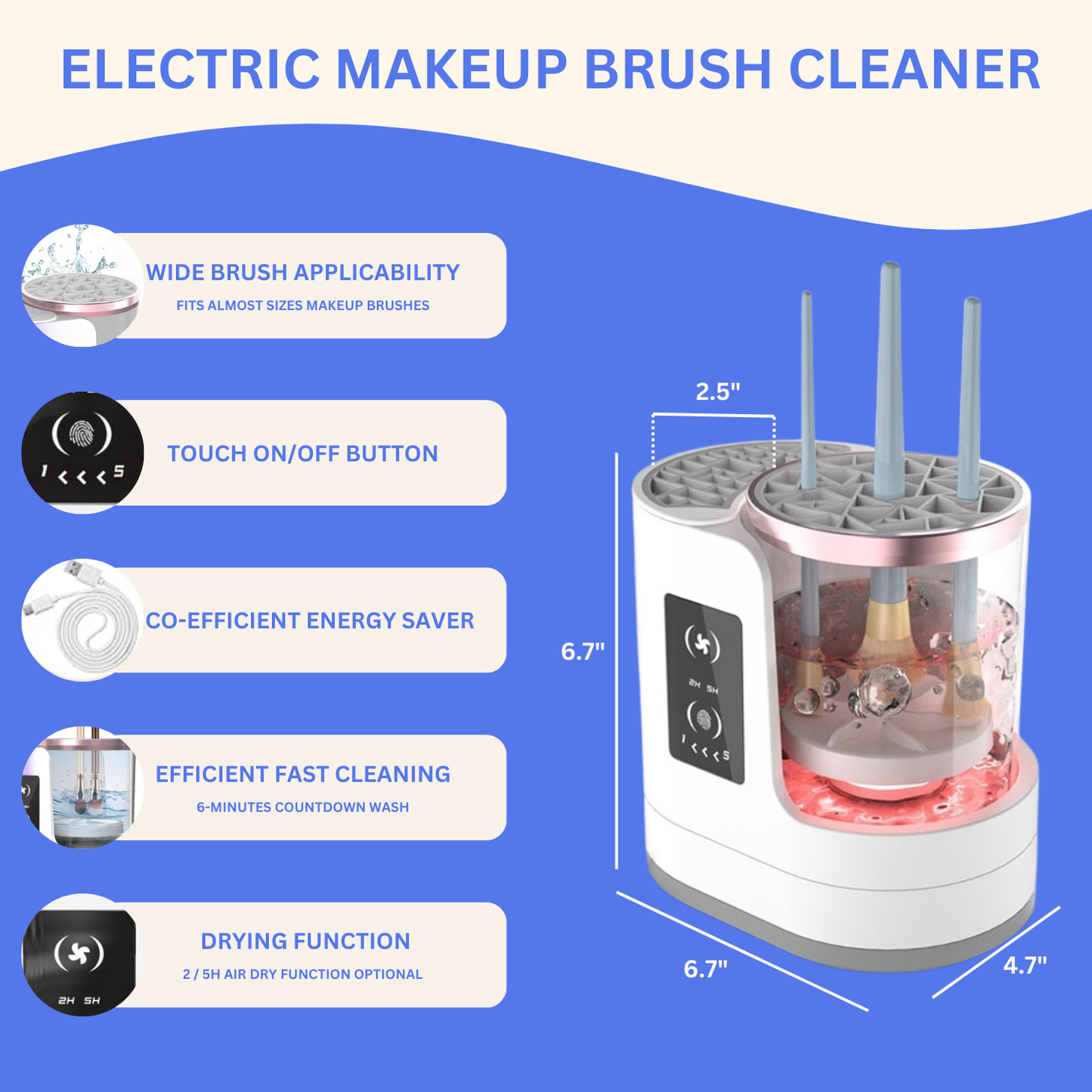 3 In 1 Electric Makeup Brush Cleaner - Dryer - Holder Machine