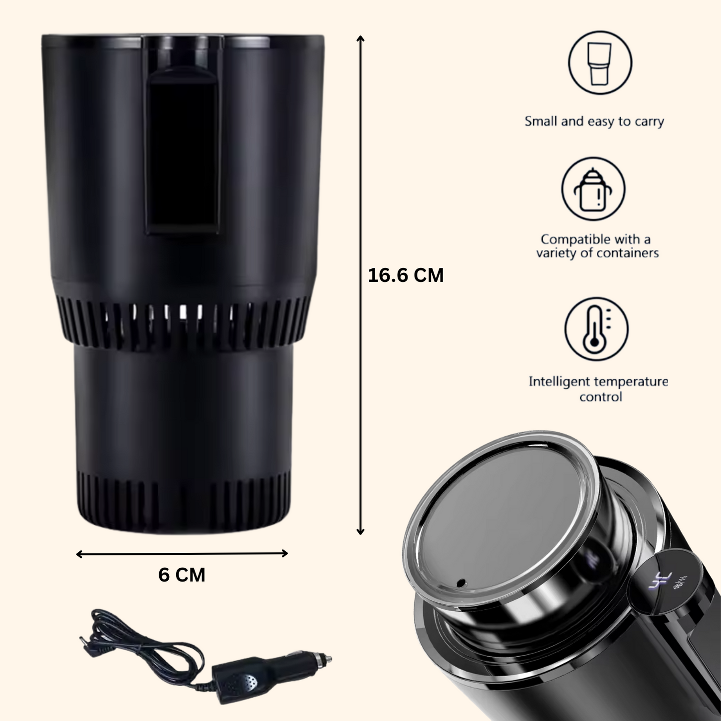 Portable Smart 2 In 1 12V Car Cup Cooler Warmer