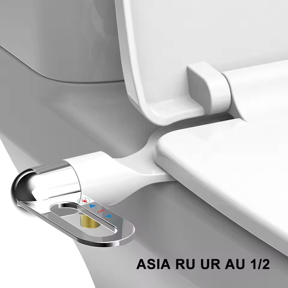 Plastic Toilet Bidet Attachment with Dual Self-Cleaning Nozzles