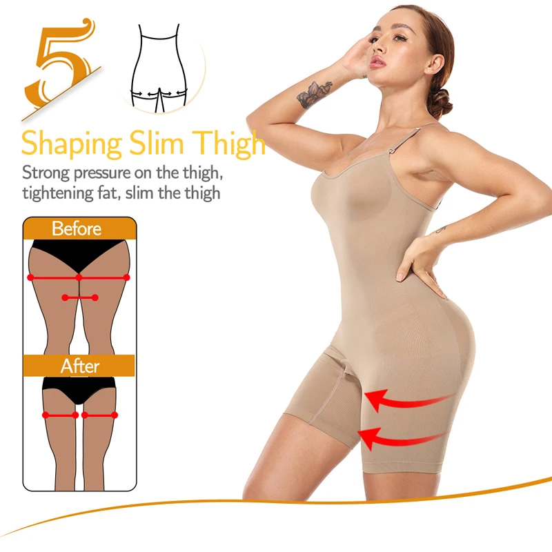 Seamless Bodysuit Compression Open Crotch Shapewear