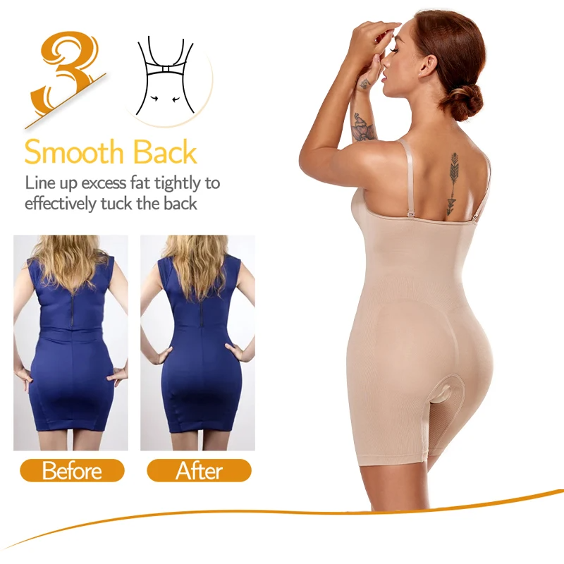 Seamless Bodysuit Compression Open Crotch Shapewear