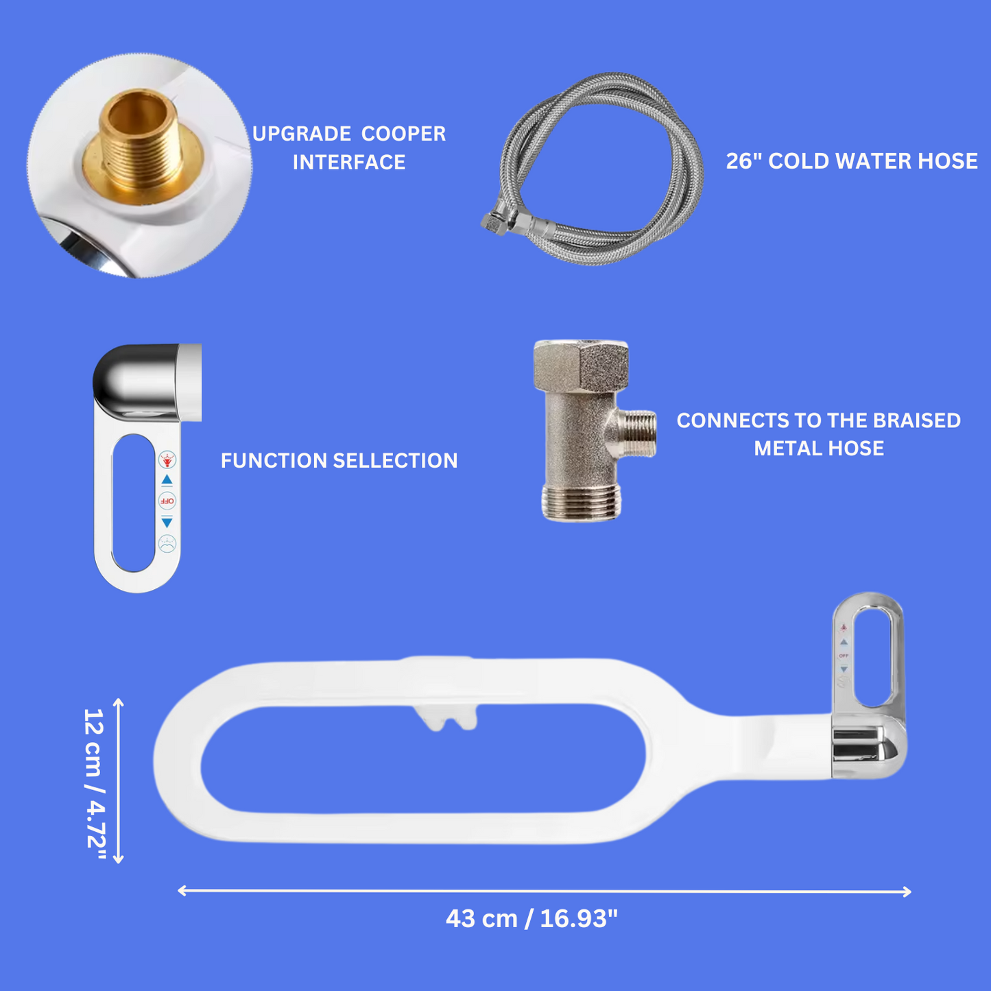 Plastic Toilet Bidet Attachment with Dual Self-Cleaning Nozzles
