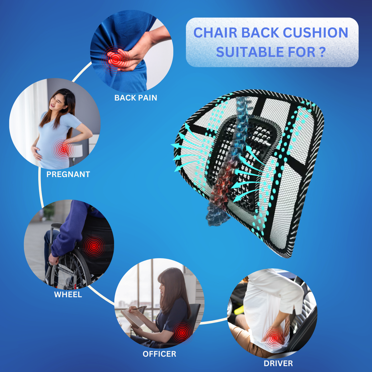Car Seat Office Chair Massage Back Lumbar Support