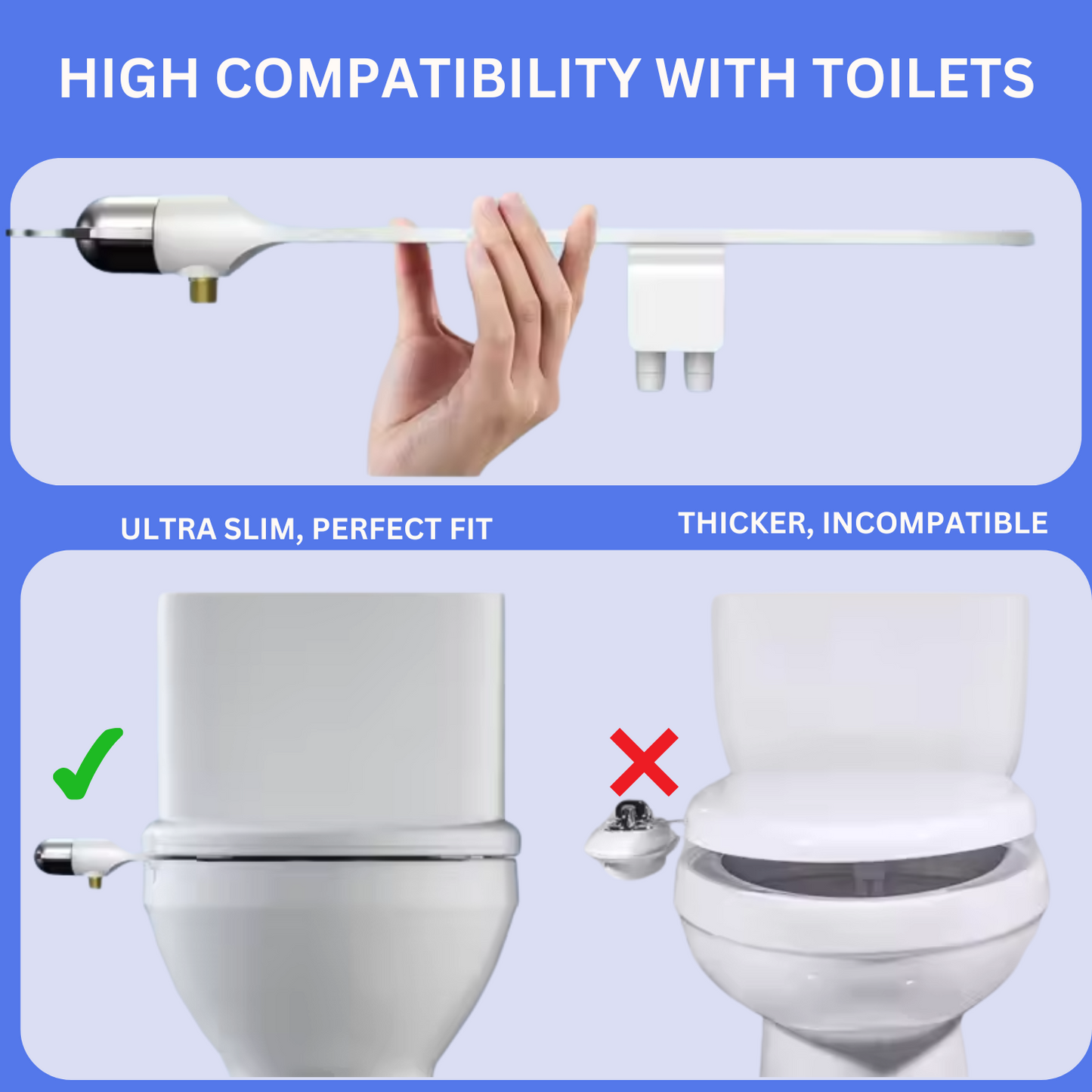 Plastic Toilet Bidet Attachment with Dual Self-Cleaning Nozzles