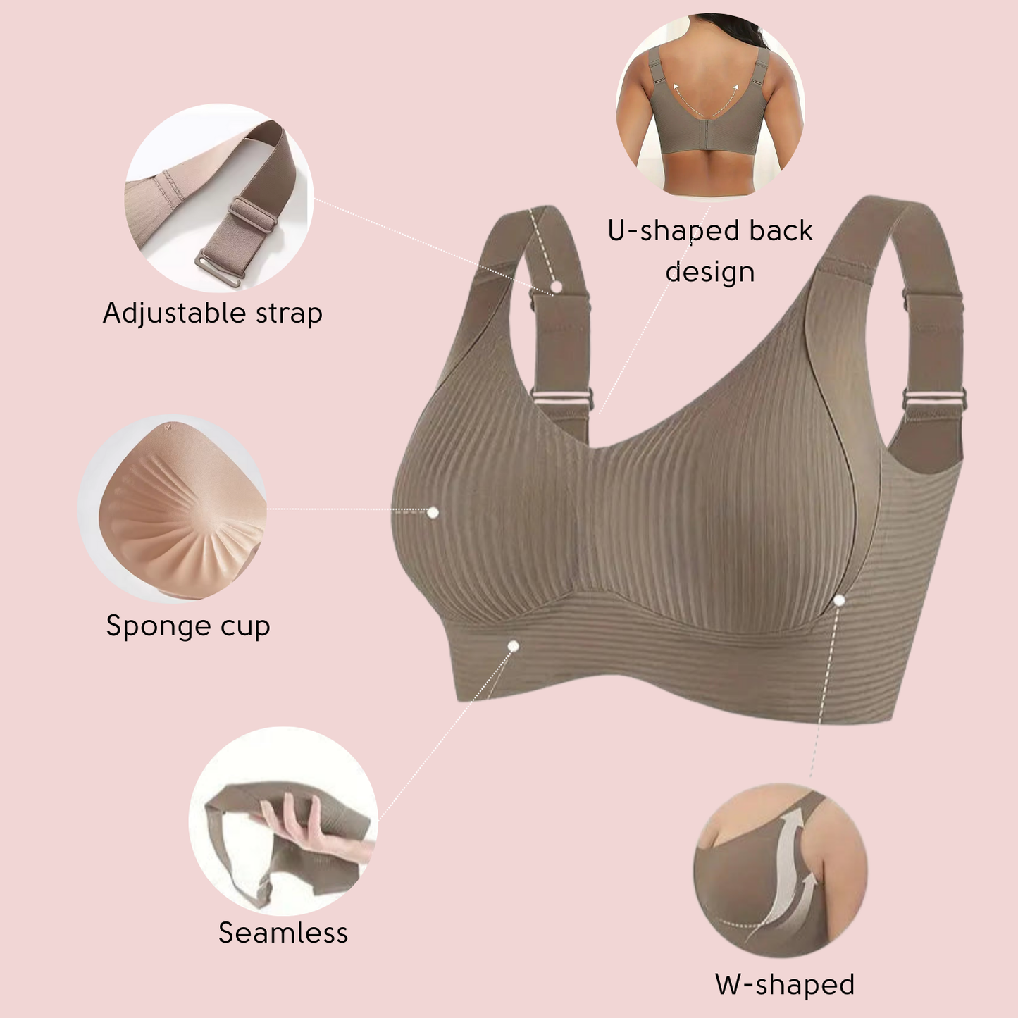 Widened Lifting Non Slip Shoulder Strap Bra