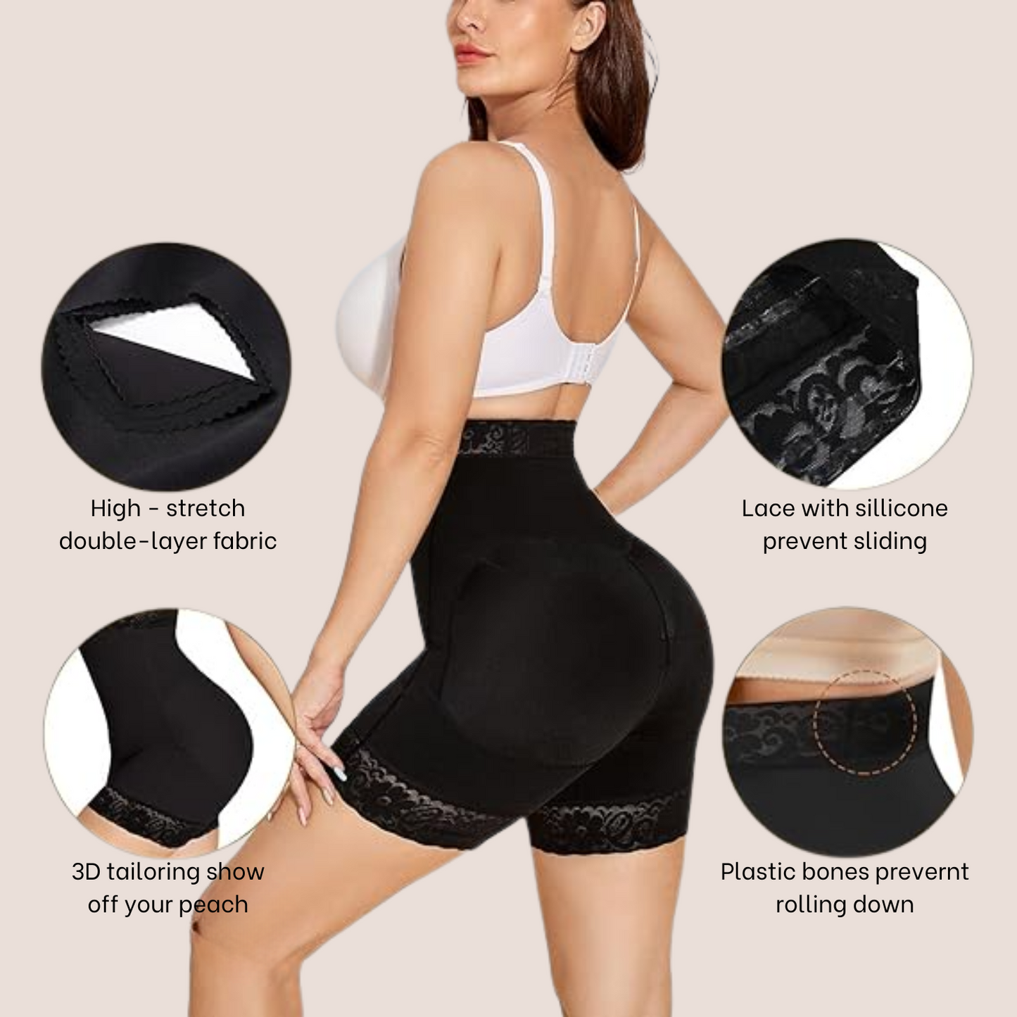 Zip up buttocks for woman body tightening and lifting