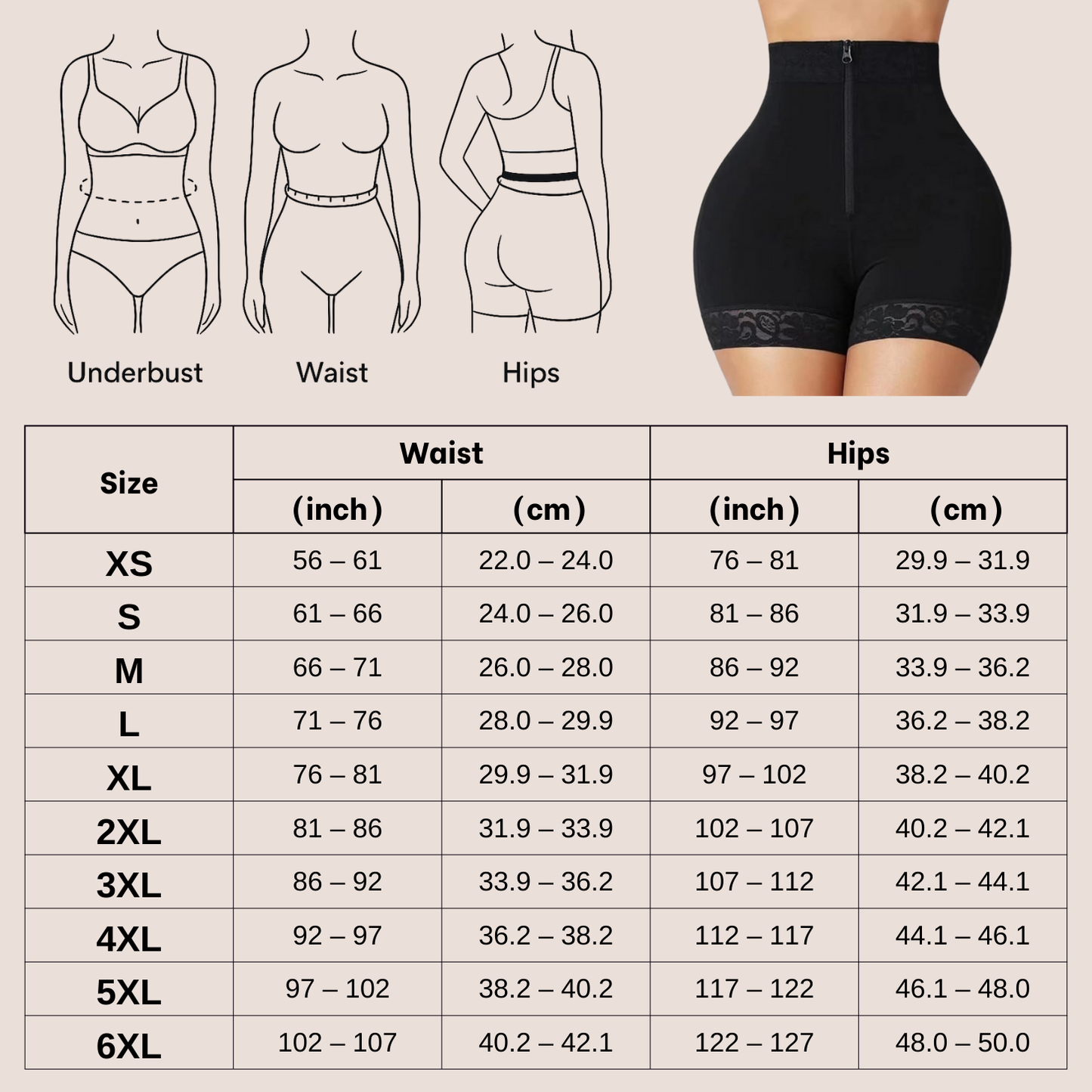 Zip up buttocks for woman body tightening and lifting