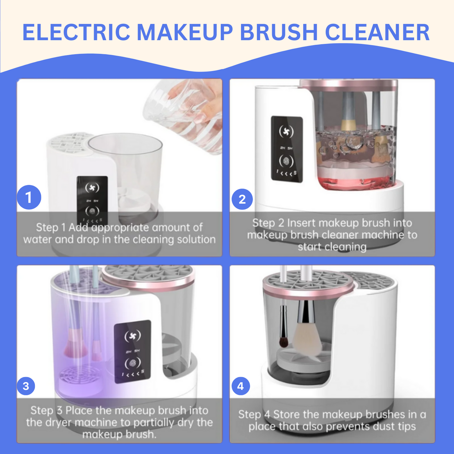 3 In 1 Electric Makeup Brush Cleaner - Dryer - Holder Machine