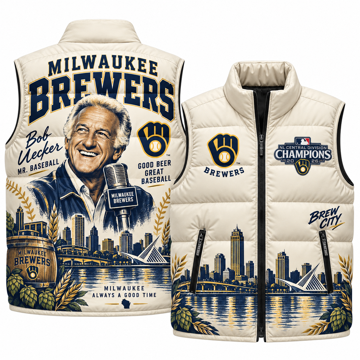 MIL Bob Uecker Puffer Vest - Printed V2