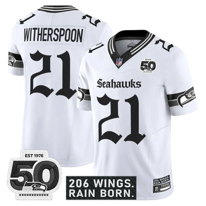 Seattle Seahawks 'Gothic Rain City Shadows Edition' Vapor Jersey - 50th Anniversary Patch - All Stitched