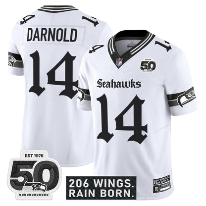 Seattle Seahawks 'Gothic Rain City Shadows Edition' Vapor Jersey - 50th Anniversary Patch - All Stitched