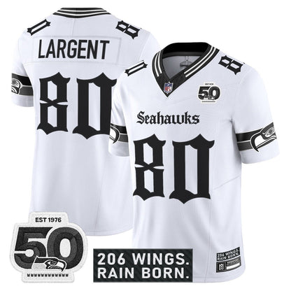 Seattle Seahawks 'Gothic Rain City Shadows Edition' Vapor Jersey - 50th Anniversary Patch - All Stitched