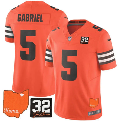 Browns #32 Jim Brown Memorial & Home Patch Vapor Limited Jersey - All Stitched