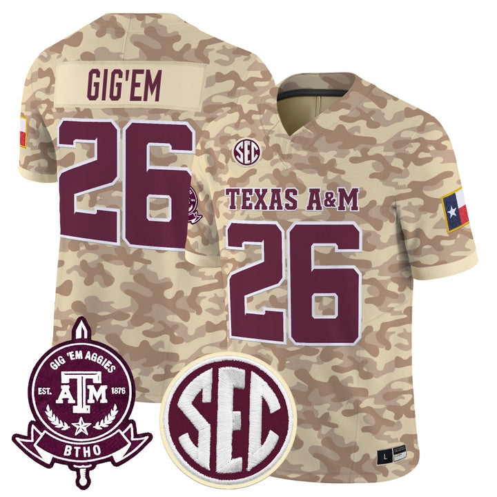 Aggies Camouflage ‘Honor and Support’ 2026 Vapor Limited Jersey - Stitched