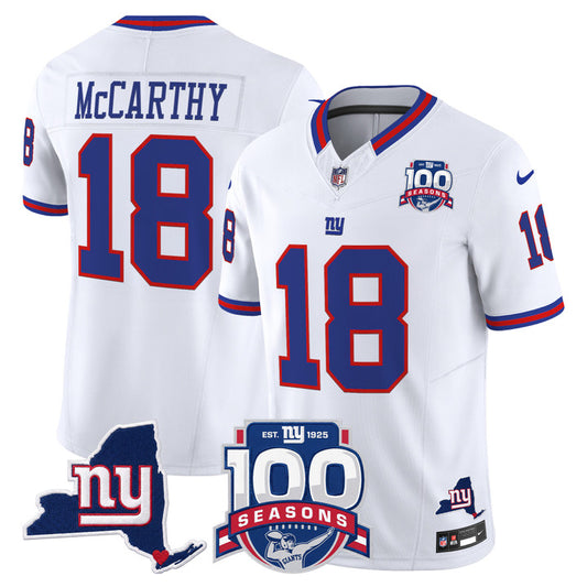 NYG 100th Season & State Patch Vapor Limited Jersey - Stitched