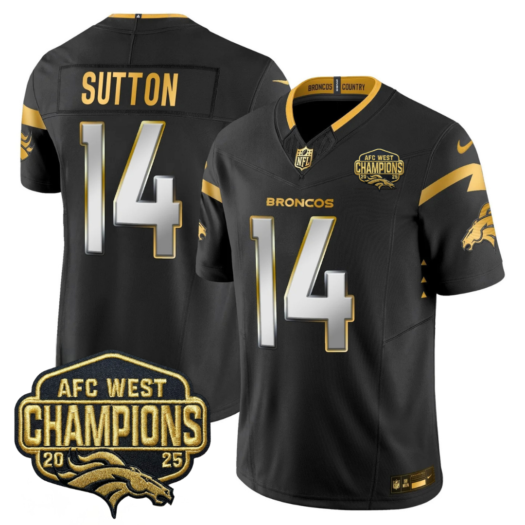 DEN AFC West Champions Patch Gold Vapor Limited Jersey - All Stitched