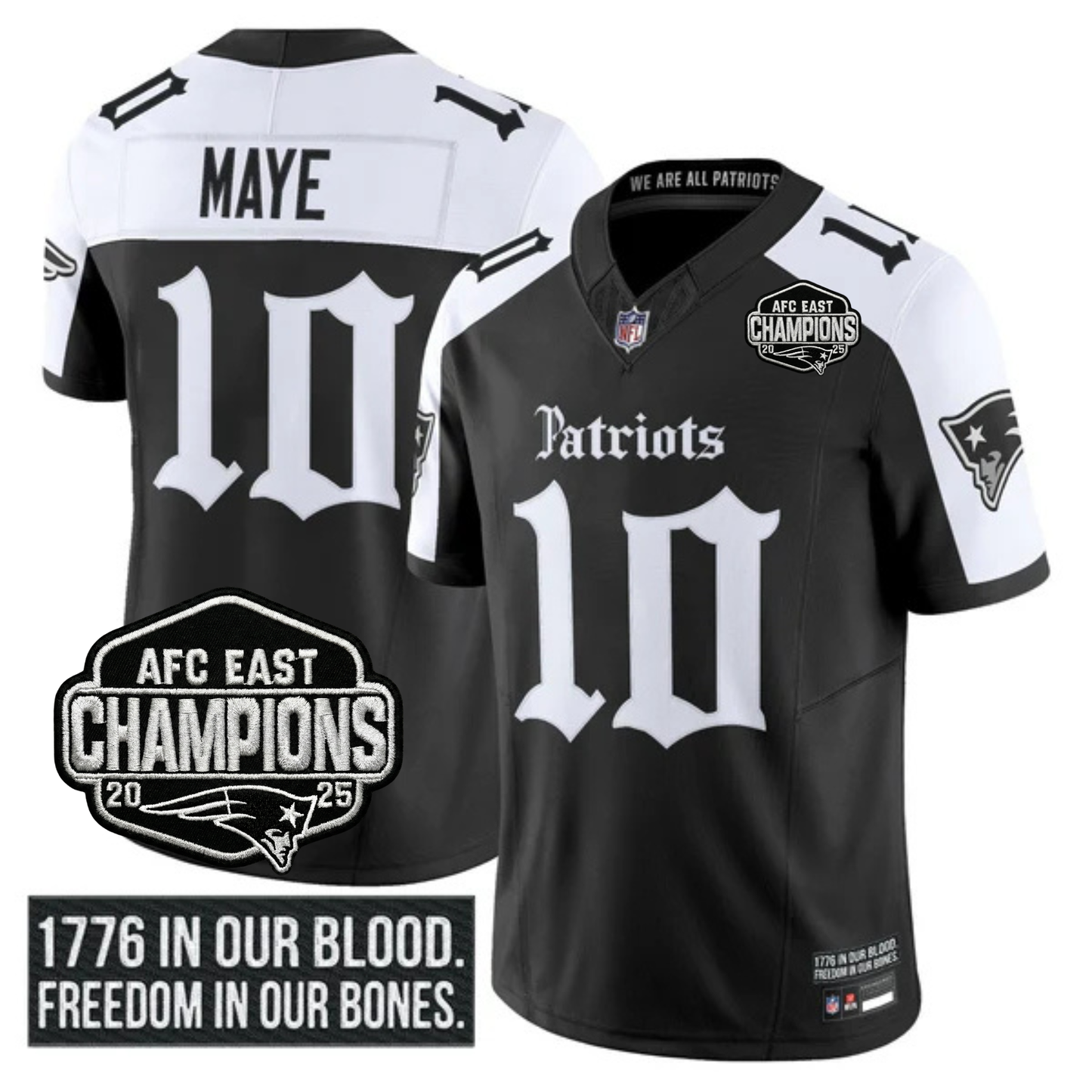 NE 'Gothic Revolution Edition' AFC East Champions Patch Vapor Limited Jersey - All Stitched