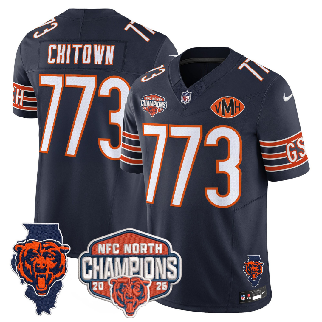 CHI 2025 NFC North Champions Patch Jersey V2 - All Stitched