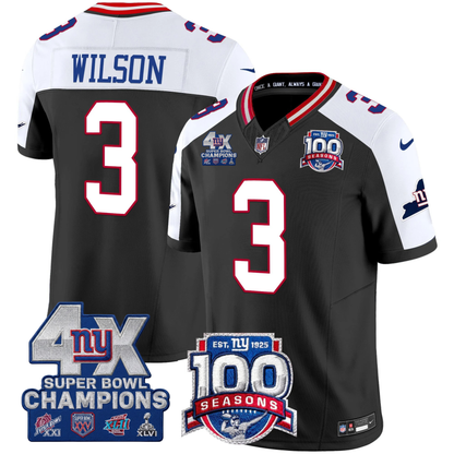 NYG 4X Champions & 100th Season Patch Vapor Limited Jersey - Stitched