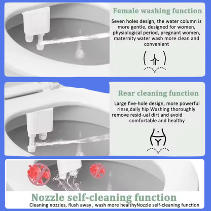 Plastic Toilet Bidet Attachment with Dual Self-Cleaning Nozzles
