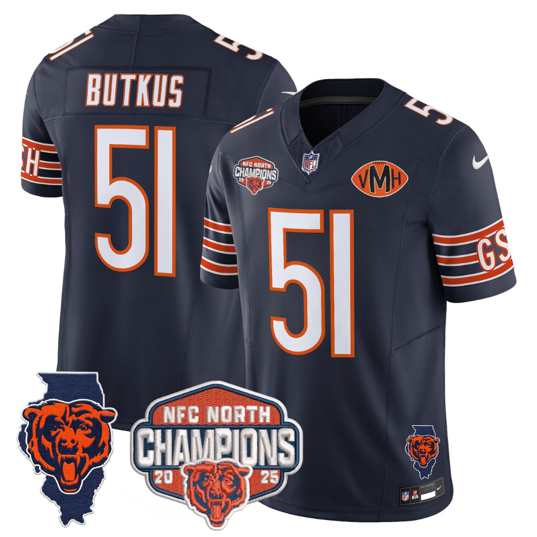 CHI 2025 NFC North Champions Patch Jersey V2 - All Stitched