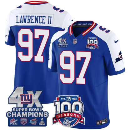 NYG 4X Champions & 100th Season Patch Vapor Limited Jersey - Stitched