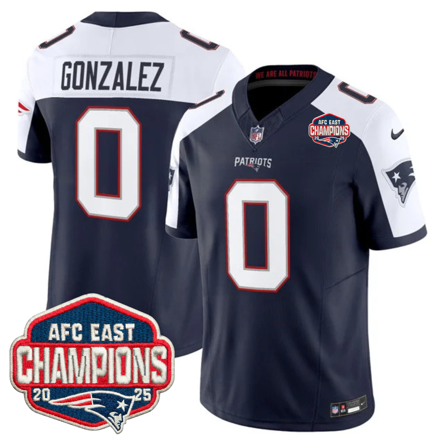 NE AFC East Champions Patch Vapor Limited Jersey - All Stitched