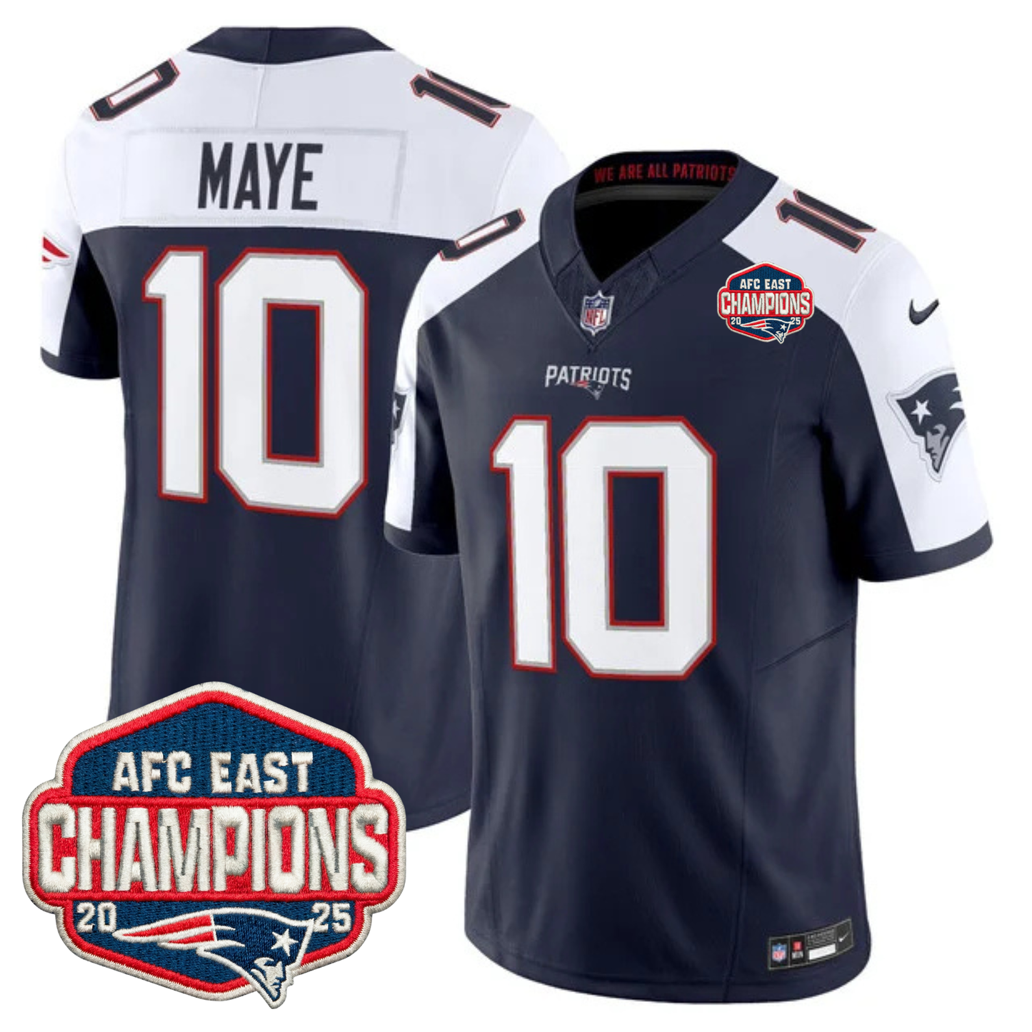 NE AFC East Champions Patch Vapor Limited Jersey - All Stitched