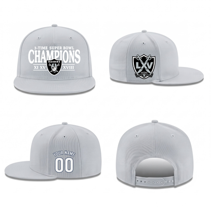 LVR 3X Super Bowl Champions Personalized Snapback Cap - Printed