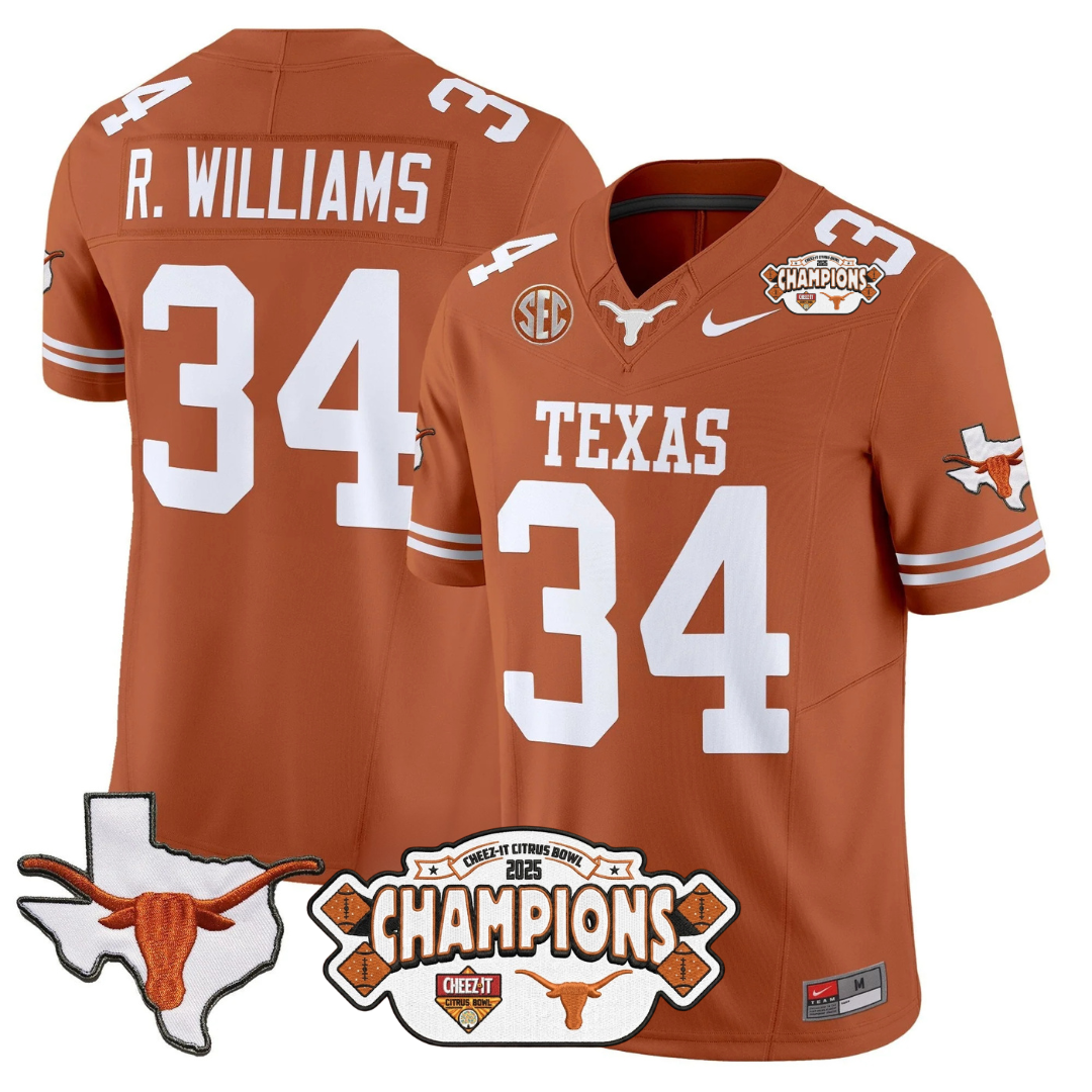 TEX 2025 State Map & Citrus Bowl Champions Patch Vapor Limited Jersey - All Stitched