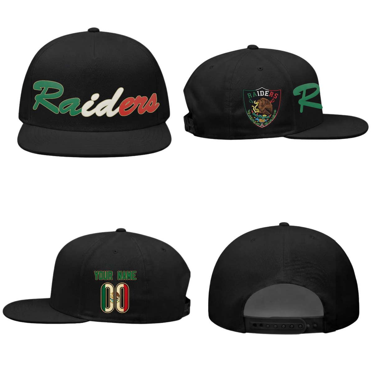 Las Vegas Raiders Mexico Edition Personalized Snapback Cap - Printed