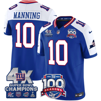 NYG 4X Champions & 100th Season Patch Vapor Limited Jersey - Stitched