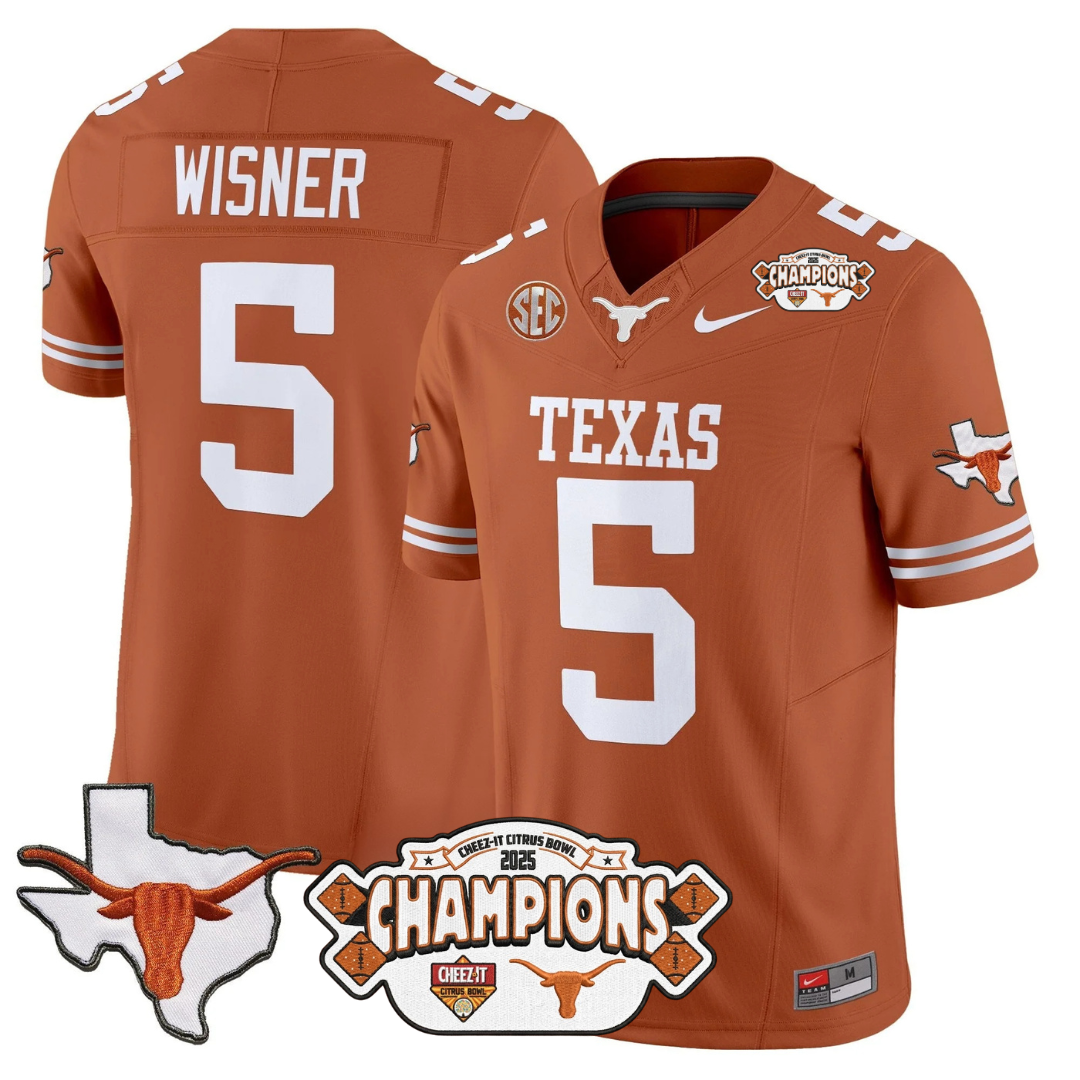 TEX 2025 State Map & Citrus Bowl Champions Patch Vapor Limited Jersey - All Stitched
