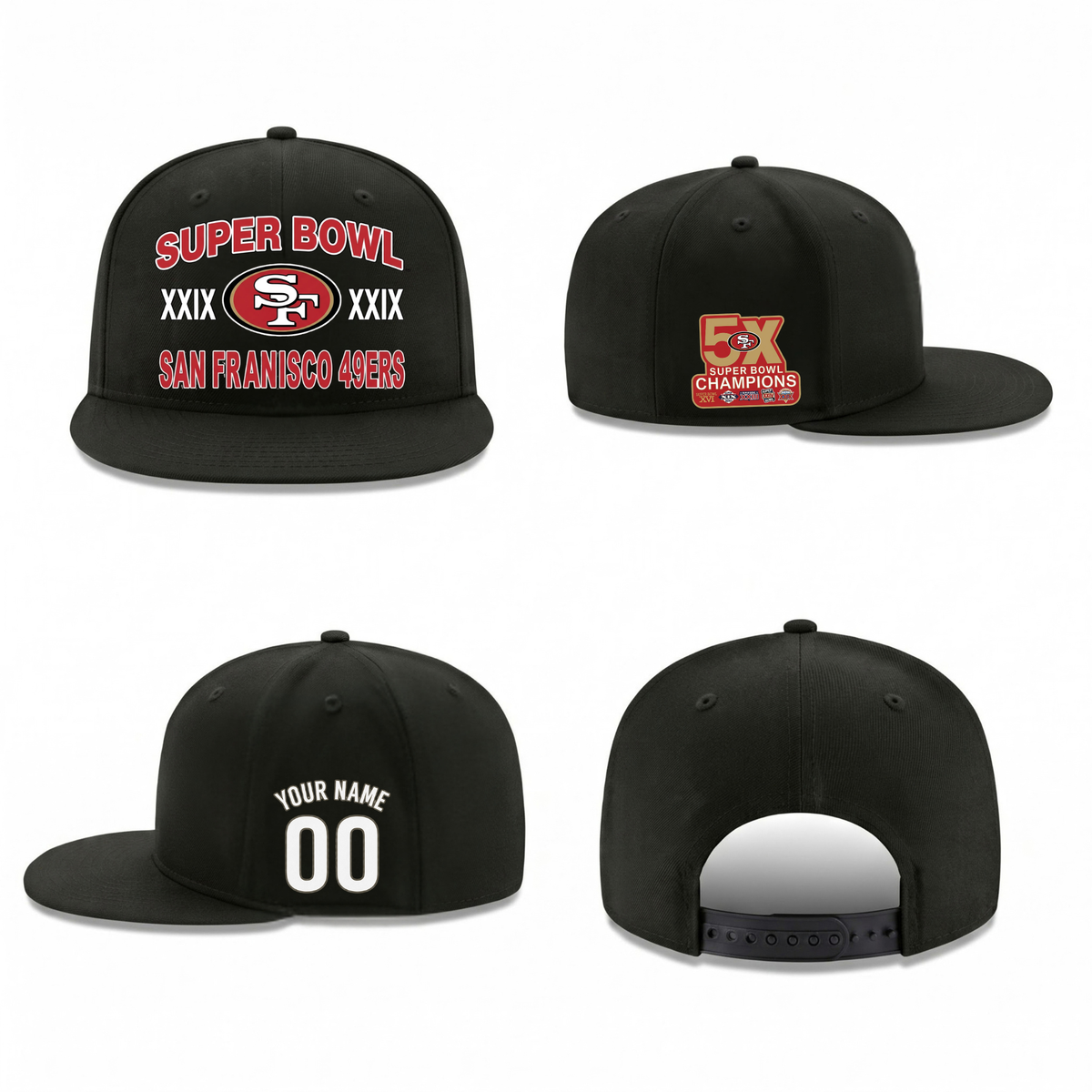 SF 5x Super Bowl Champions Personalized Snapback Cap - Printed V1