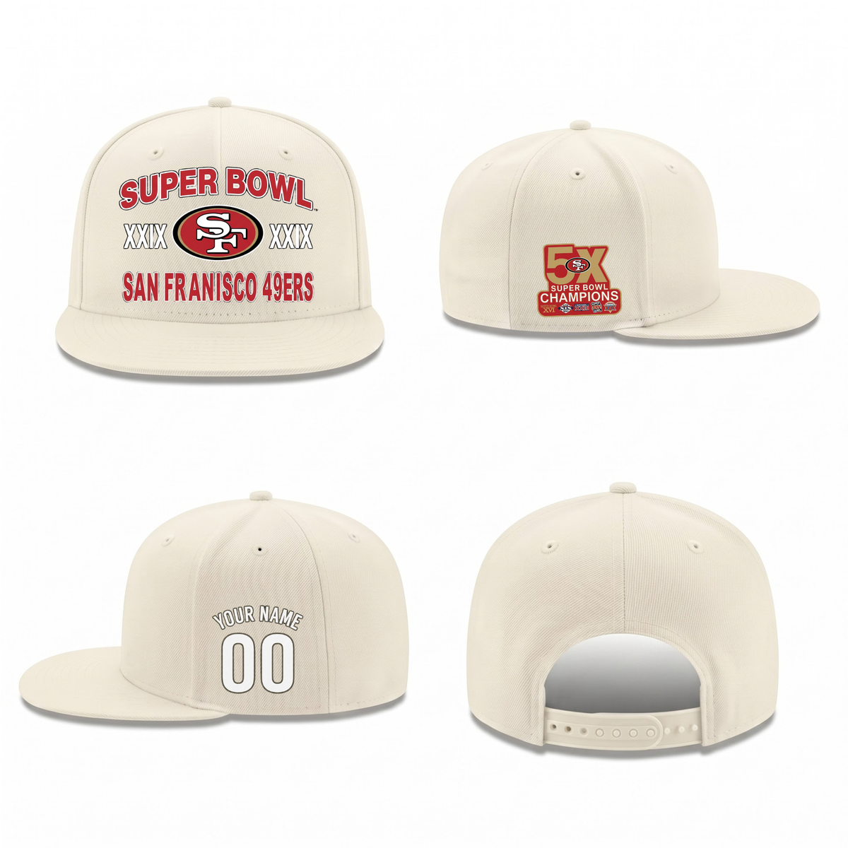 SF 5x Super Bowl Champions Personalized Snapback Cap - Printed V1