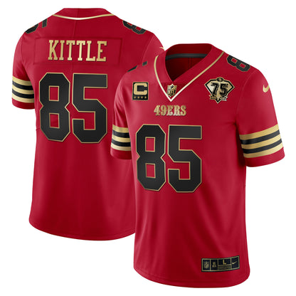 Men's 49ers 75th Anniversary Patch Vapor Gold Jersey V2 - All Stitched