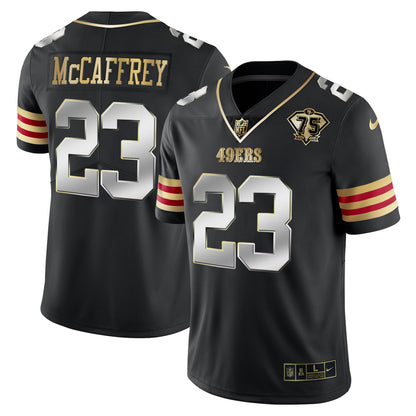 Men's 49ers 75th Anniversary Patch Vapor Gold Jersey V2 - All Stitched
