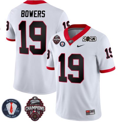 Men's Georgia Bulldogs 2023 Champions & Vince Dooley Patch Jersey - All Stitched