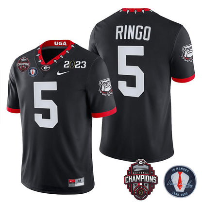 Men's Georgia Bulldogs 2023 Champions & Vince Dooley Patch Jersey - All Stitched