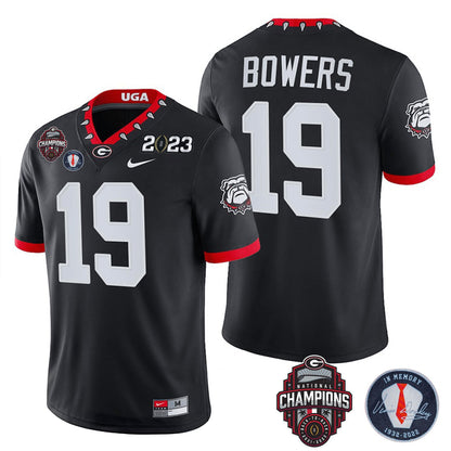 Men's Georgia Bulldogs 2023 Champions & Vince Dooley Patch Jersey - All Stitched