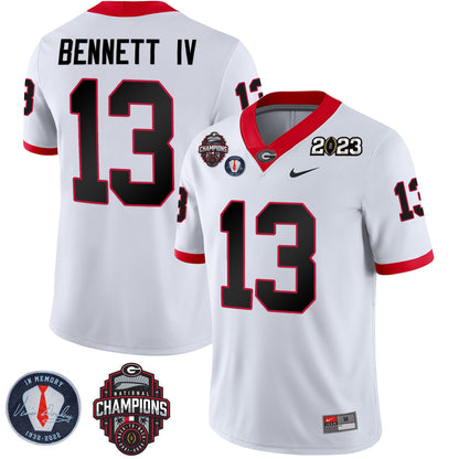 Men's Georgia Bulldogs 2023 Champions & Vince Dooley Patch Jersey - All Stitched