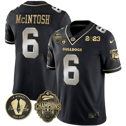 Men's Georgia Bulldogs 2023 Champions & Vince Dooley Patch Jersey - All Stitched
