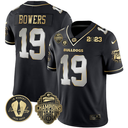 Men's Georgia Bulldogs 2023 Champions & Vince Dooley Patch Jersey - All Stitched