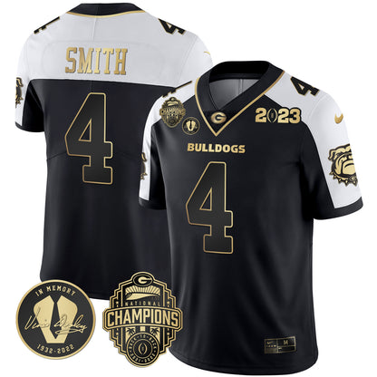 Men's Georgia Bulldogs 2023 Champions & Vince Dooley Patch Jersey - All Stitched