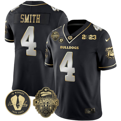 Men's Georgia Bulldogs 2023 Champions & Vince Dooley Patch Jersey - All Stitched