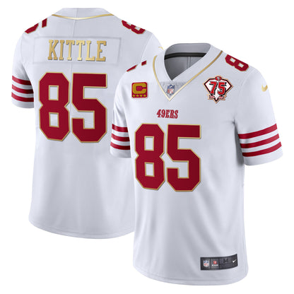 Men's 49ers 75th Anniversary Patch Vapor Gold Trim Jersey - All Stitched