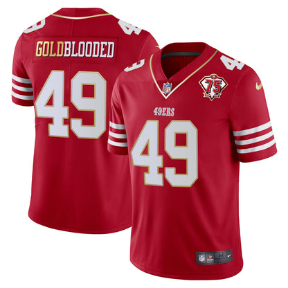 Men's 49ers 75th Anniversary Patch Vapor Gold Trim Jersey - All Stitched