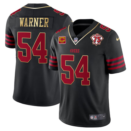 Men's 49ers 75th Anniversary Patch Vapor Gold Trim Jersey - All Stitched
