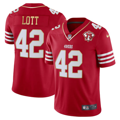 Men's 49ers 75th Anniversary Patch Vapor Gold Trim Jersey - All Stitched