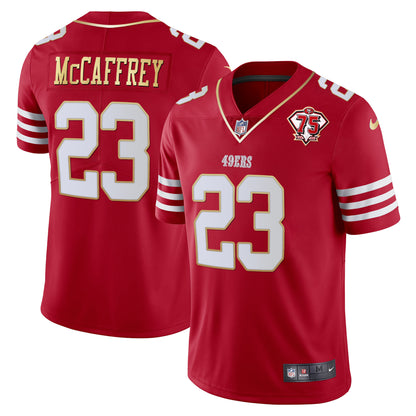 Men's 49ers 75th Anniversary Patch Vapor Gold Trim Jersey - All Stitched